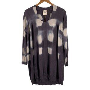 NEW/NWT Prive 45 Gray & White 100% Cashmere Artsy Tunic Sweater Size Medium